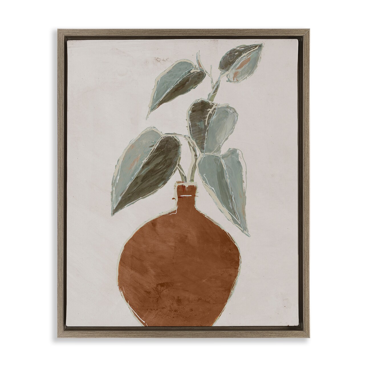 Stupell Industries Natural Tan Greenery Framed Floater Canvas Wall Art Design by Lorenzo Collective